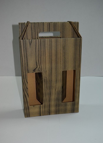 caja de cartón efecto madera