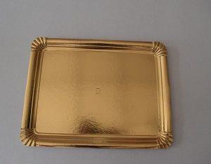 bandeja cartón oro